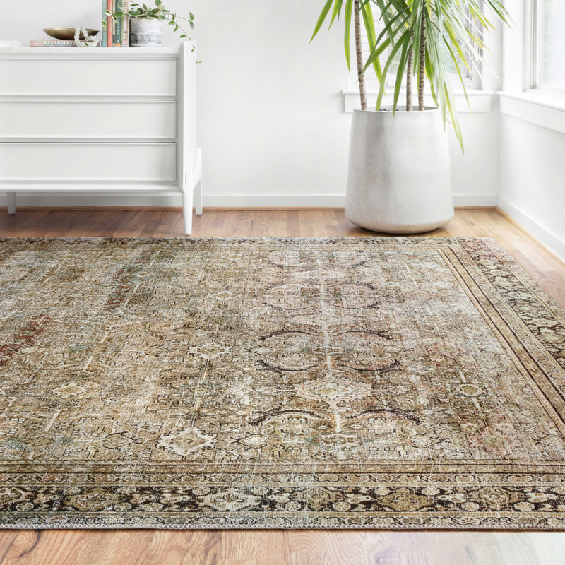 World Menagerie Giacinto Oriental Olive/Charcoal Area Rug & Reviews